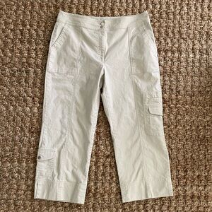 Coldwater Creek Cargo Capris Size 14 Beige Utility Style LIKE BRAND NEW